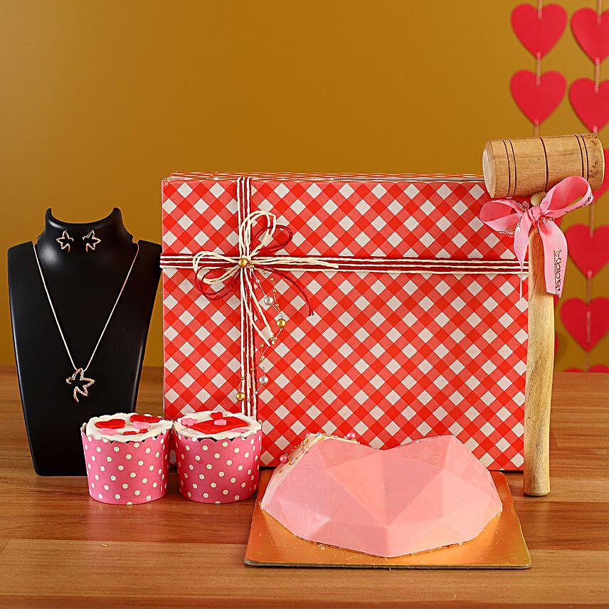 Soothing Pink Choco Treat Box & Pretty Necklace Set