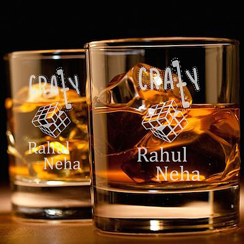 personalised glass set of 2 for parents:Personalised Whisky Glasses