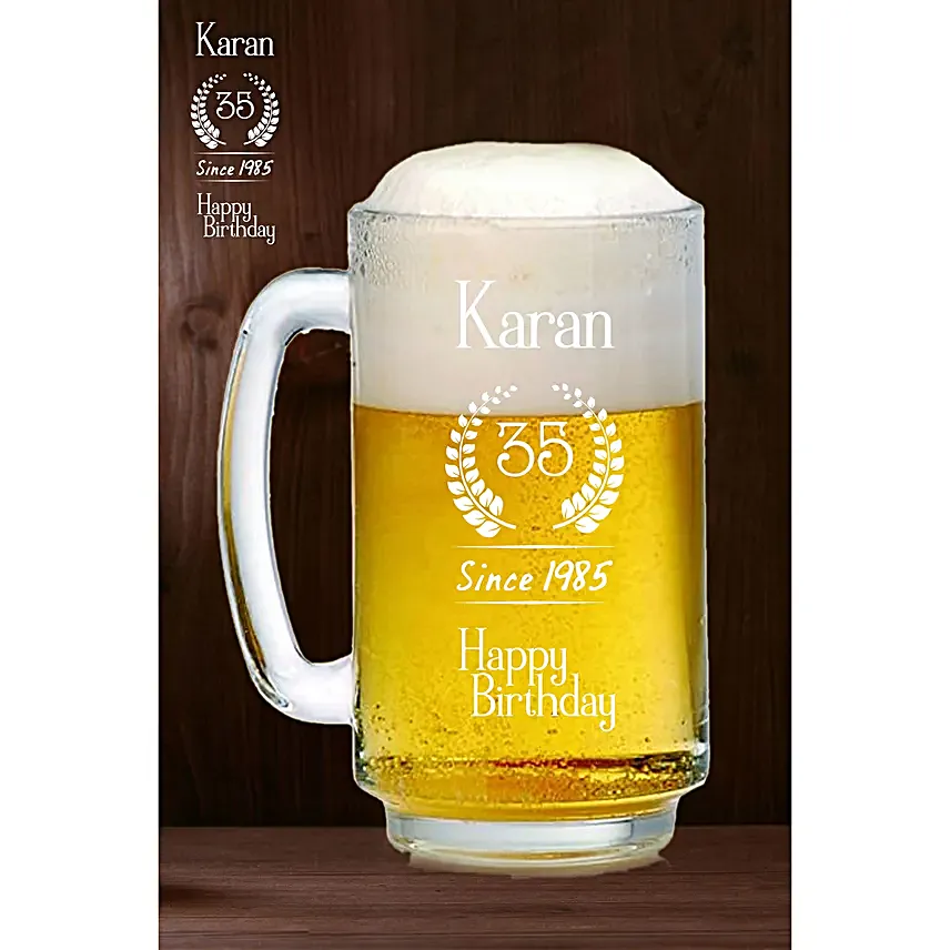 Personalised Happy Birthday Beer Mug Online:Personalised Beer Glasses