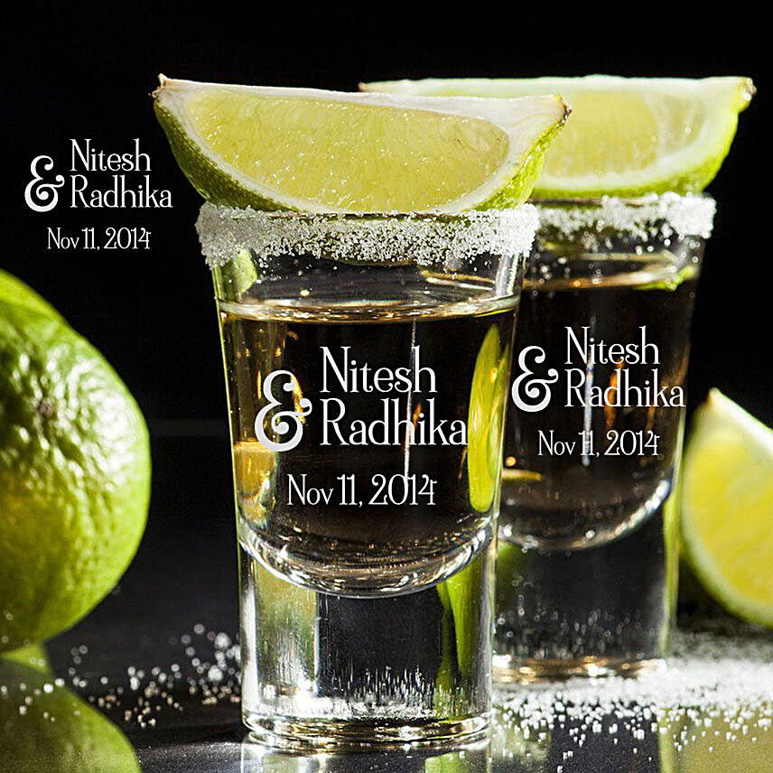 Personalised Stylish Shot Glass Set of 2 Online:Personalised Tequila Shot Glass