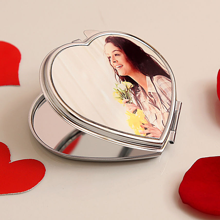 Personalised Photo Heart Pocket Mirror