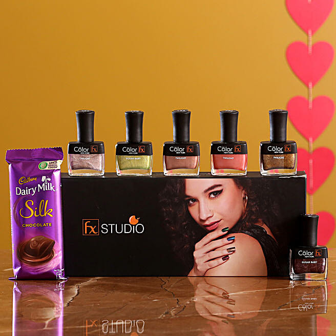 Buy/Send Color FXTrendy Nail Paint Set & Cadbury Silk Online FNP