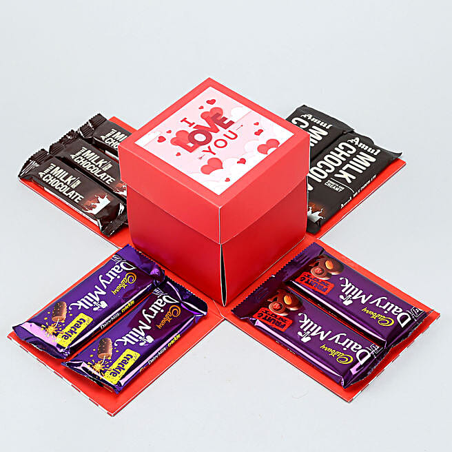 Buy/Send Love Special 3 Layer Choco Explosion Box Online- FNP