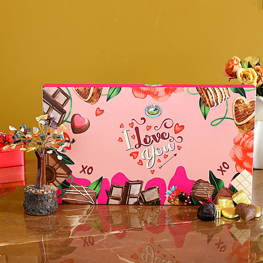 Love U Chocolate Box And Stone Wish Tree