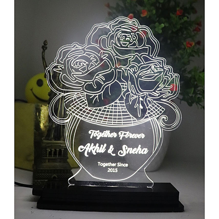 Floral Love Personalised LED Lamp