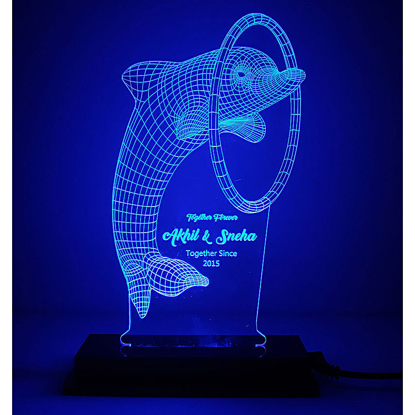 Cute Dolphin Personalised LED Lamp