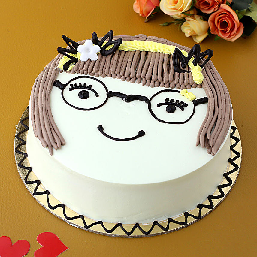 Cute Girl Chocolate Cake:Birthday Cakes for Girls & boys