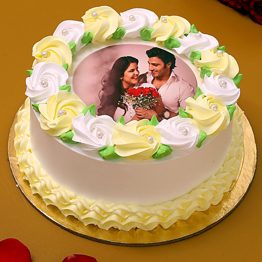 Loving You Photo Vanilla Cake:Send Photo Cakes to Bengaluru
