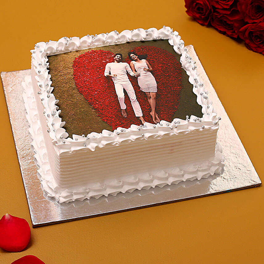 Valentine Photo Vanilla Cake:Send Photo Cakes