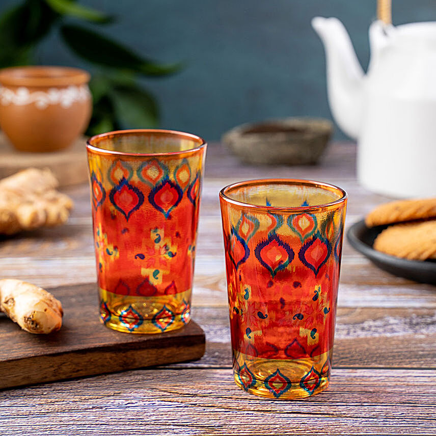 Kolorobia Dazzling Ikat Chai Glass Set Of 2