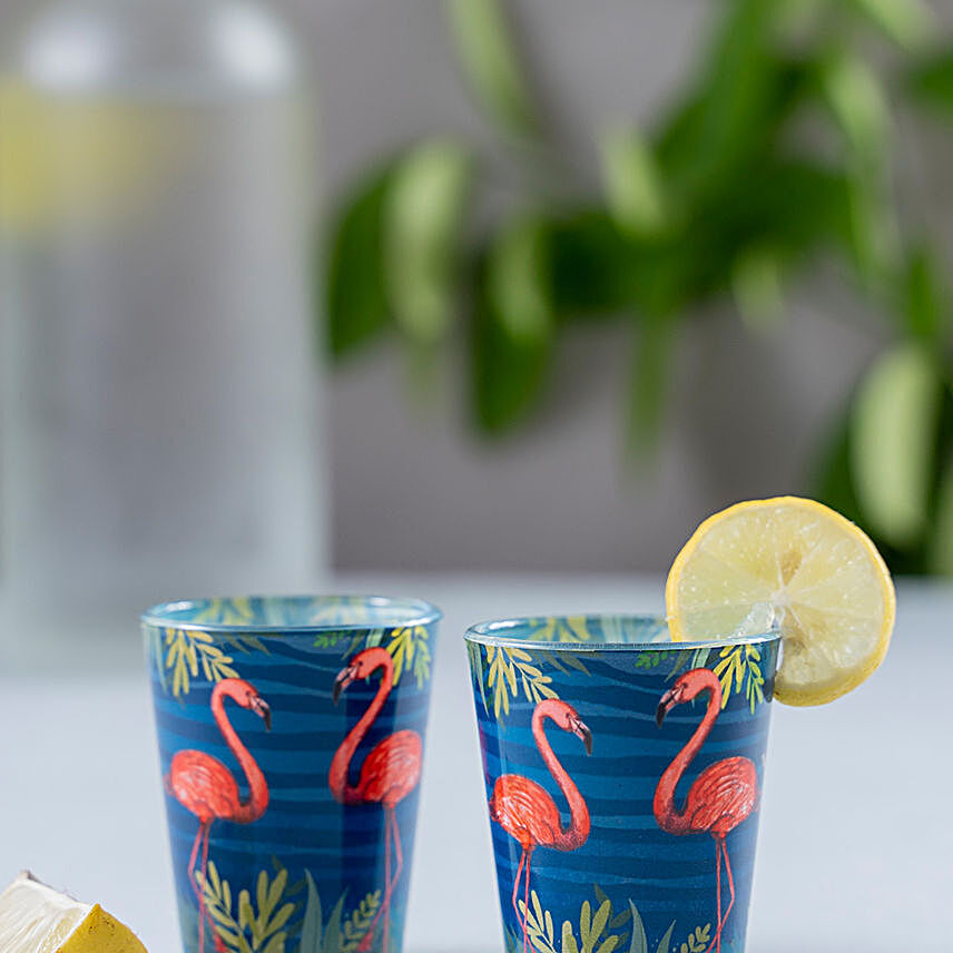 Kolorobia Tropical Flamingos Shot Glass- Set Of 2