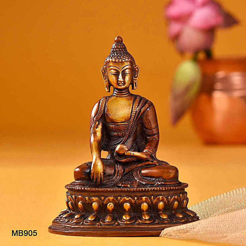 Orange Finish Sitting Buddha Idol:Idols