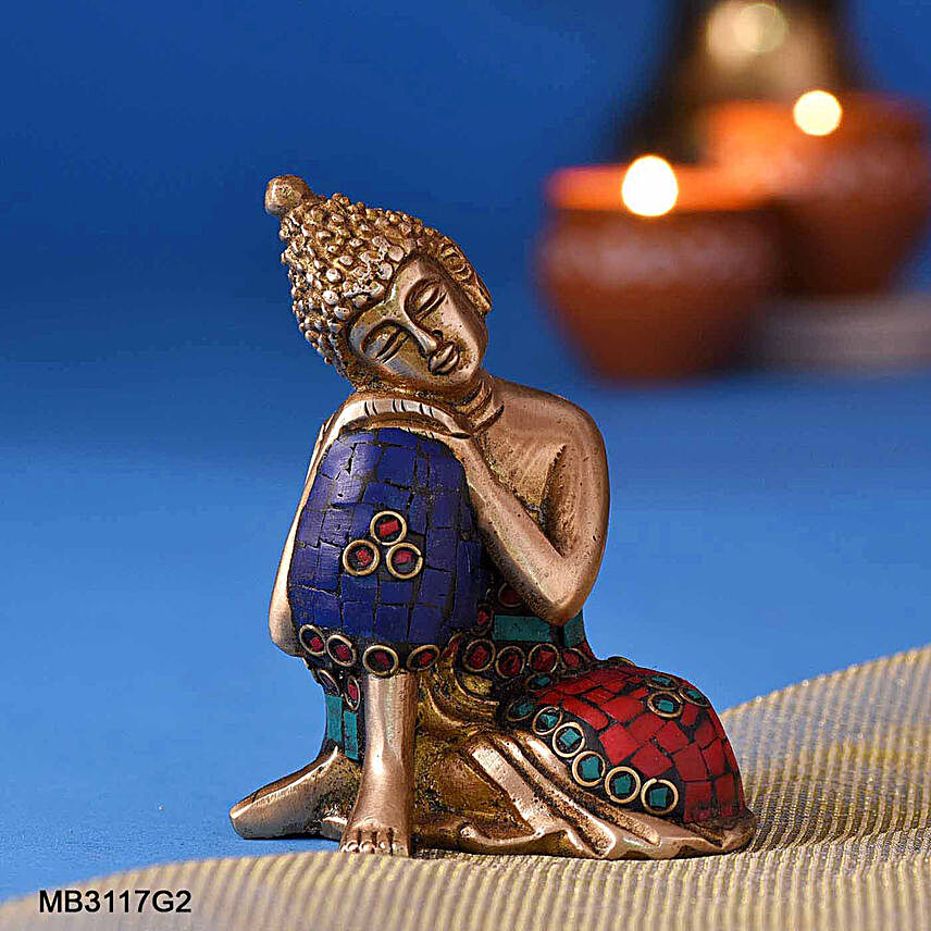 Resting Buddha Brass Idol:Send Diwali Gifts for Friends