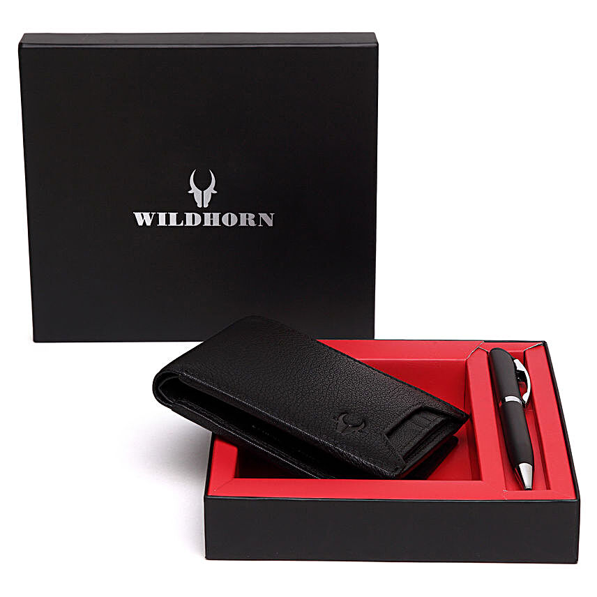 Wildhorn Mens Classy Wallet Combo Black:Curated Gift Sets