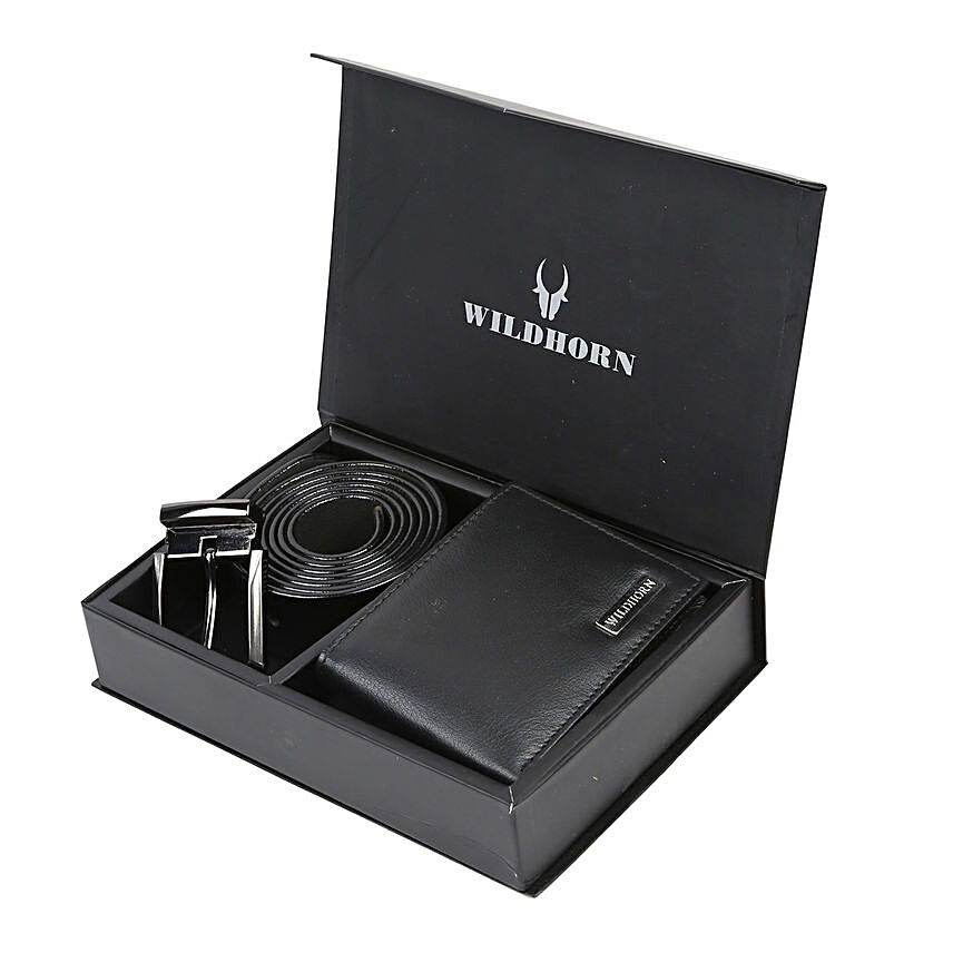 Wildhorn Mens Leather Wallet Gift Set Black