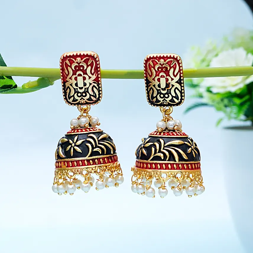 Blue And Green Dome Shape Jhumkas