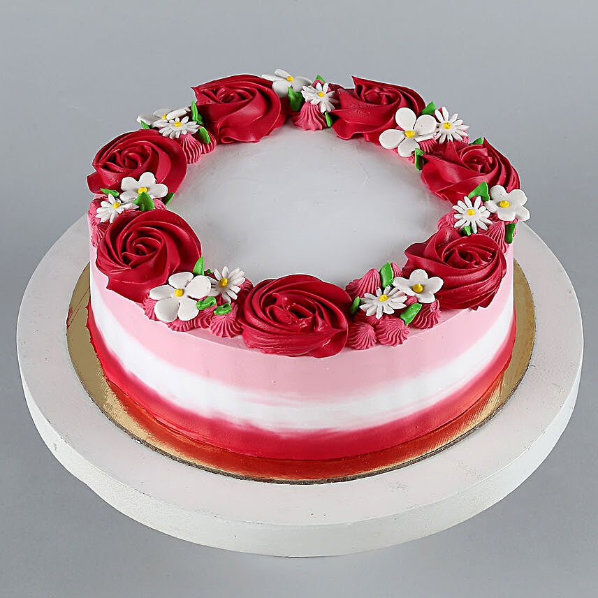 Lovely Red Roses Around Chocolate Cake Eggless 1 Kg