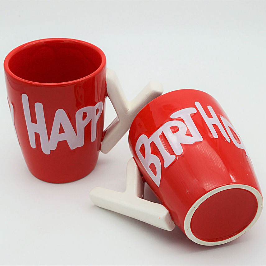 Happy Birthday White And Red 3D Coffee Mug