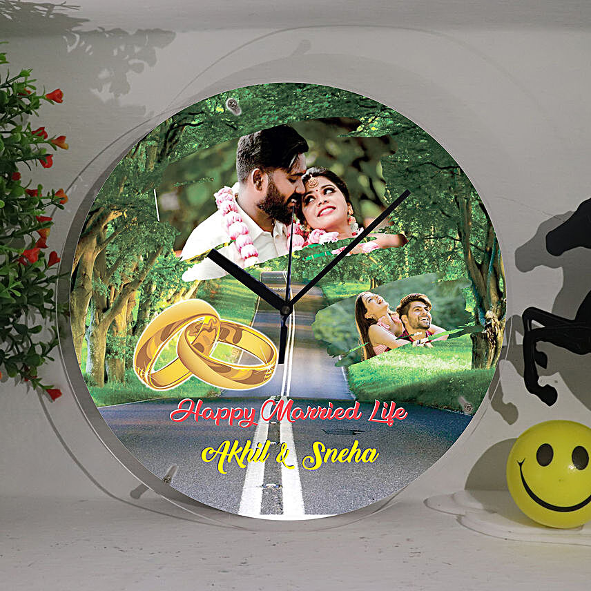 Happy Married Life Personalised Wall Clock