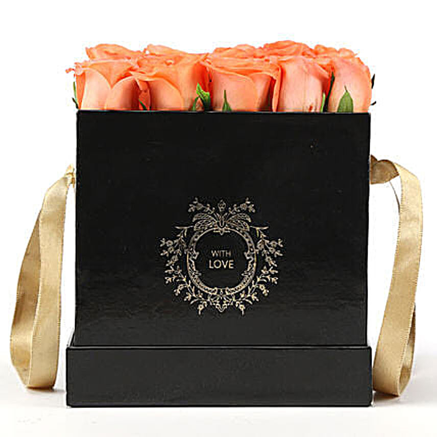 Send Online Elegant Box Of Orange Roses:Flowers Under 500