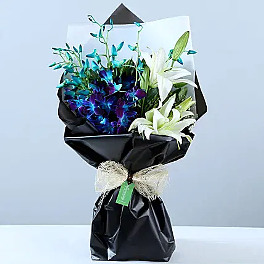 Buy Online Elegant Mix Flower Bouquet:Order Lilies