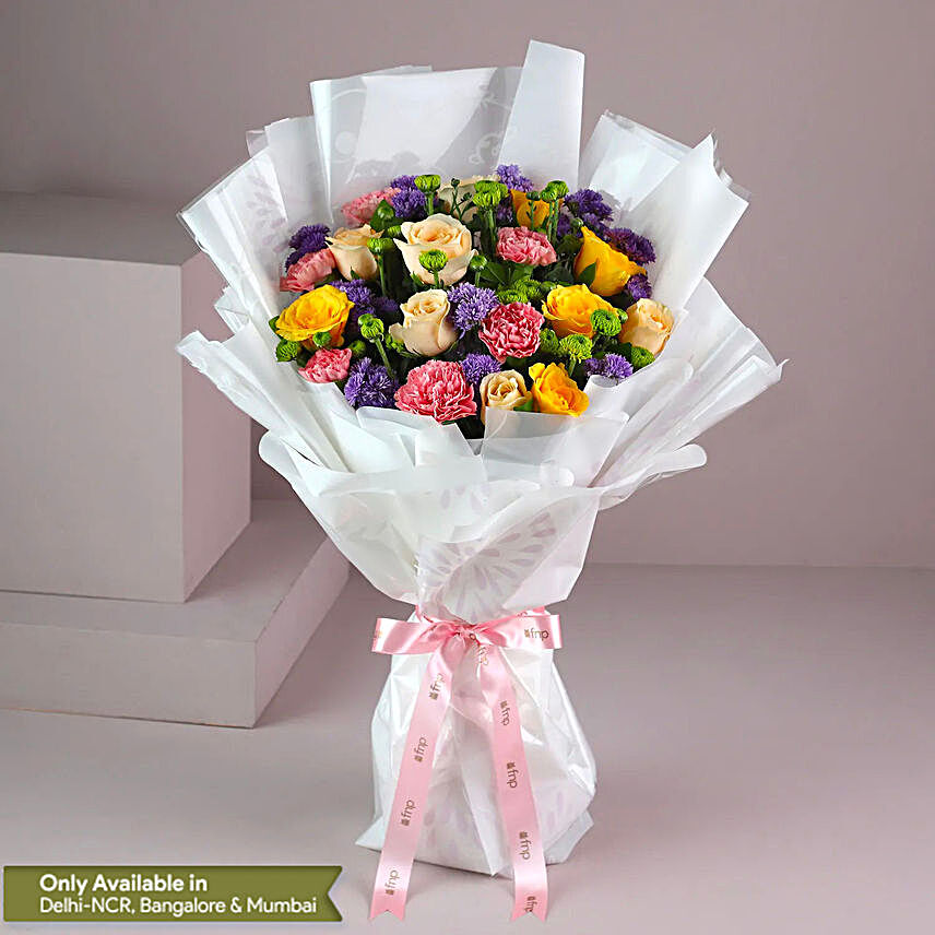 Buy Online Flamboyant Rose Bouquet
