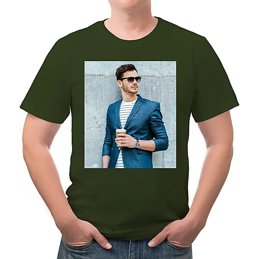 Personalised Mens Round Neck Cotton T shirt S