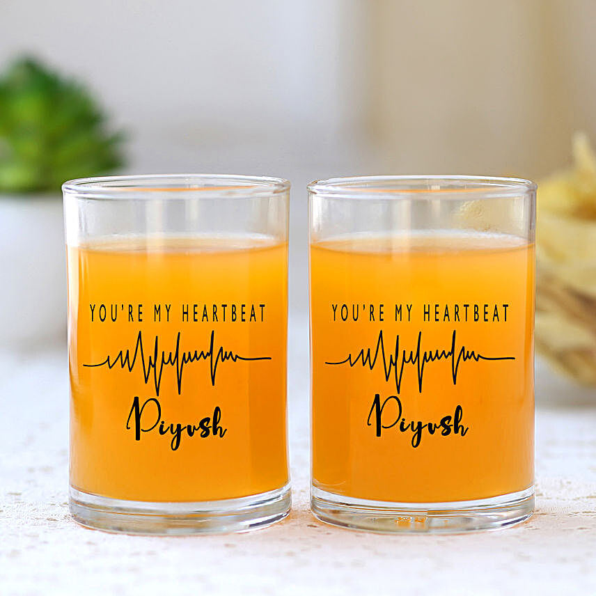 You Are My Heartbeat Personalised Juice Glass- Set Of 2