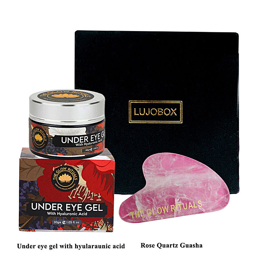 Lujo Box Under Eye Gel And Rose Quartz Guasha Combo
