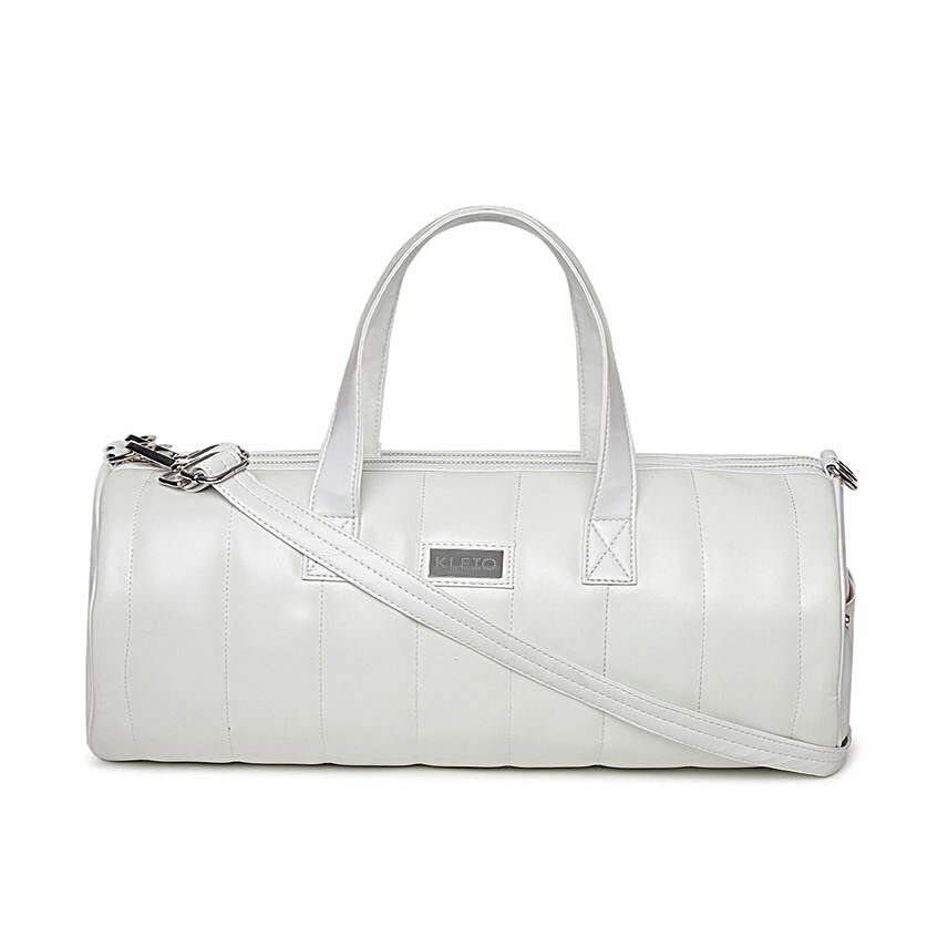 KLEIO Quilted Round Duffle Bag- White