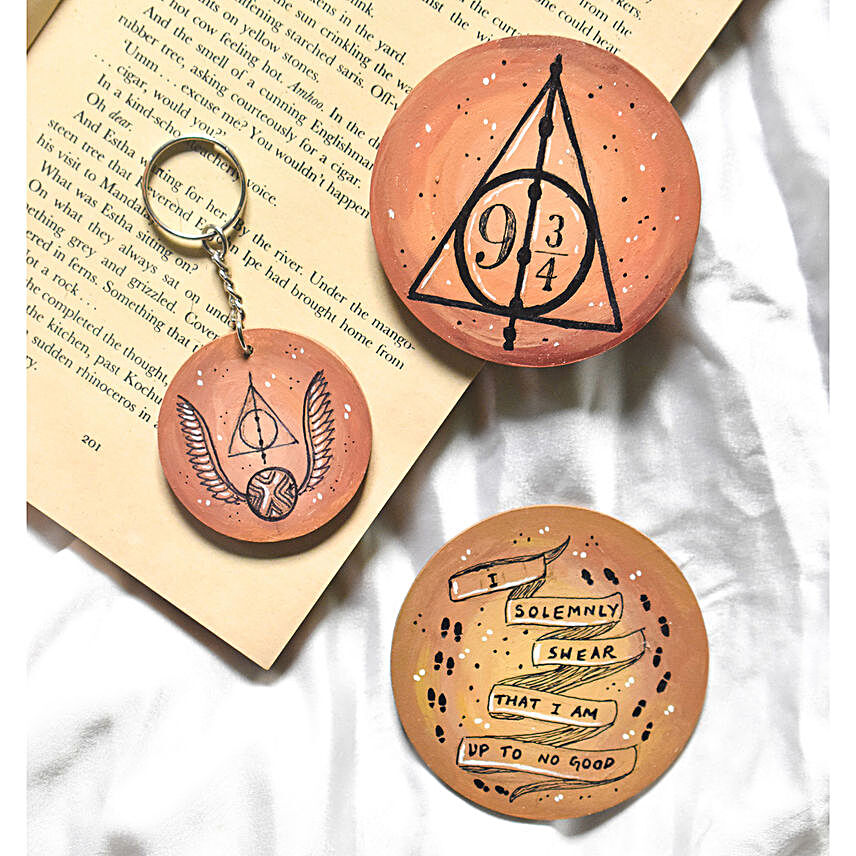 Harry Potter Handpainted Coasters & Keychain