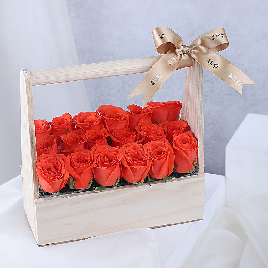Premium Orange Roses Arrangement:Flower Basket Arrangements