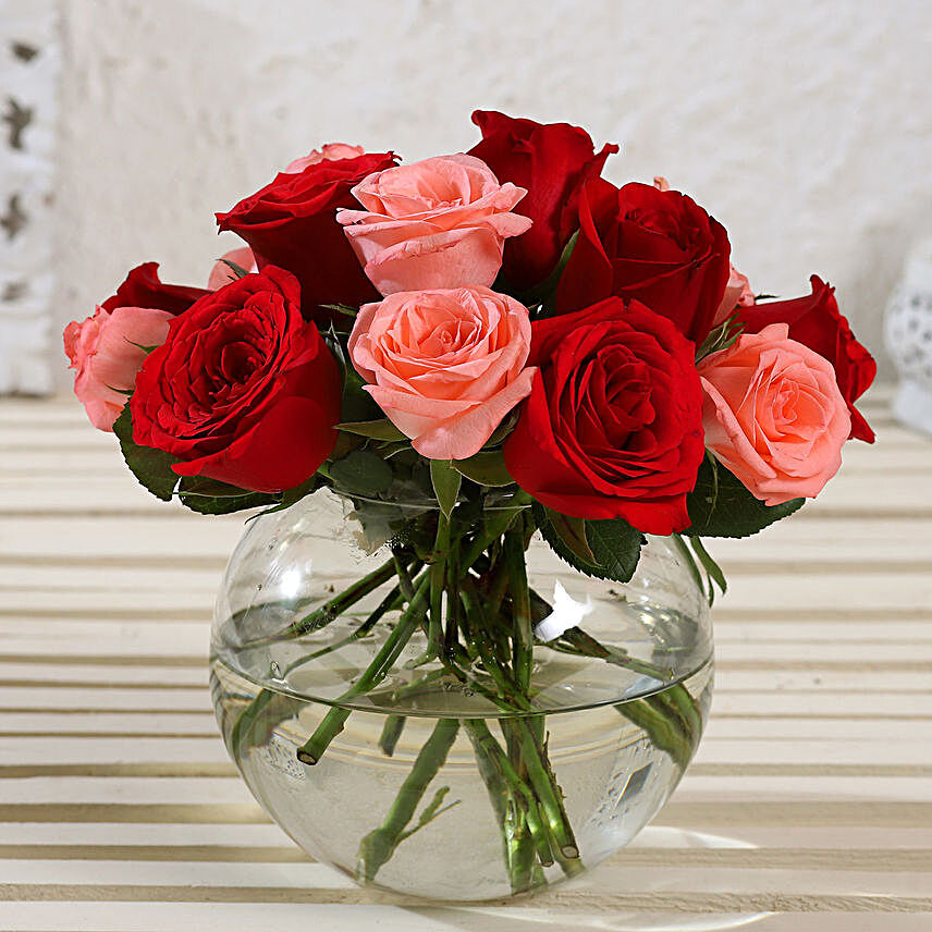 Exotic Mixed Roses Vase Arrangement:Send Flowers to Hapur