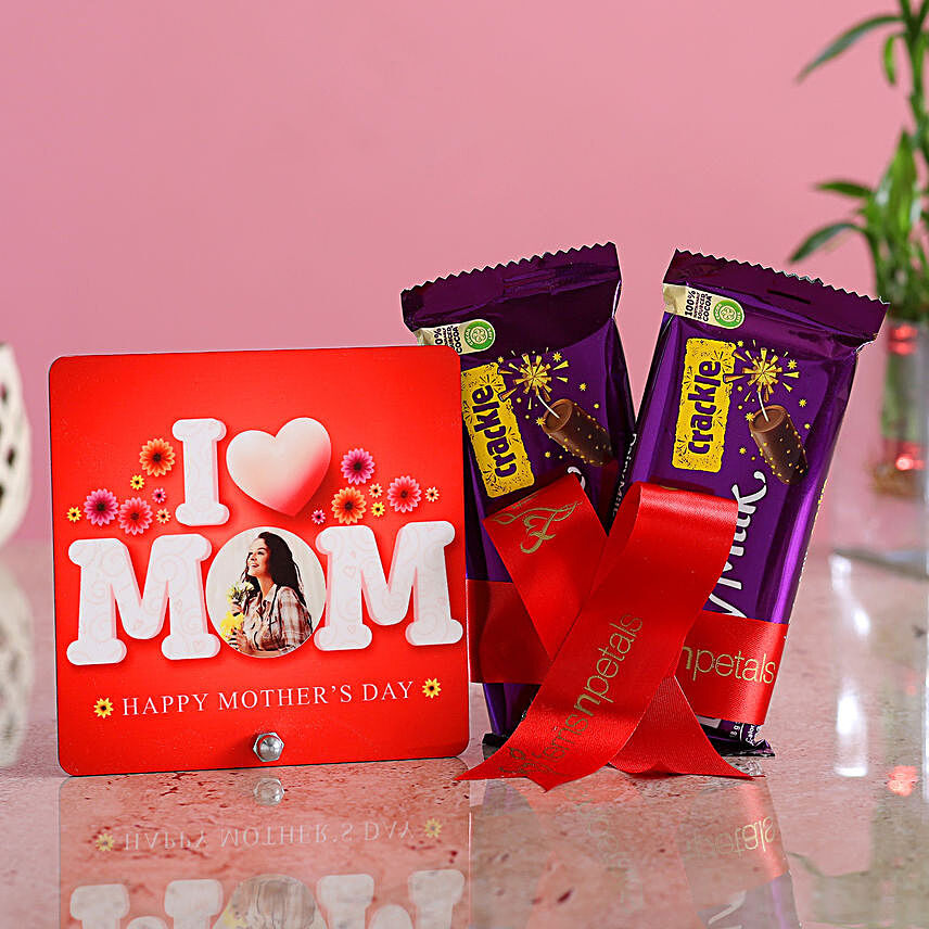 Personalised I Love Mom Table Top Crackle