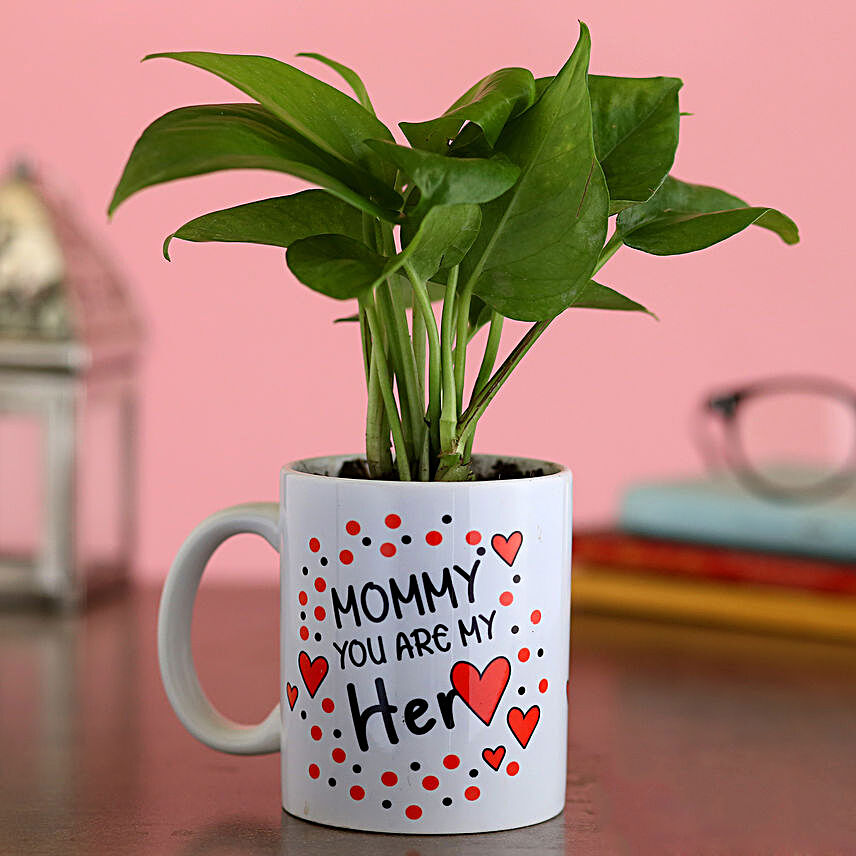 Money Plant In Mommy You Are My Heart Mug:Mugs Planters