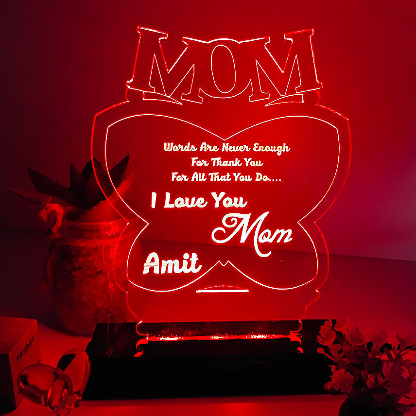 Personalised Mothers Day Engraved Pink LED Lamp