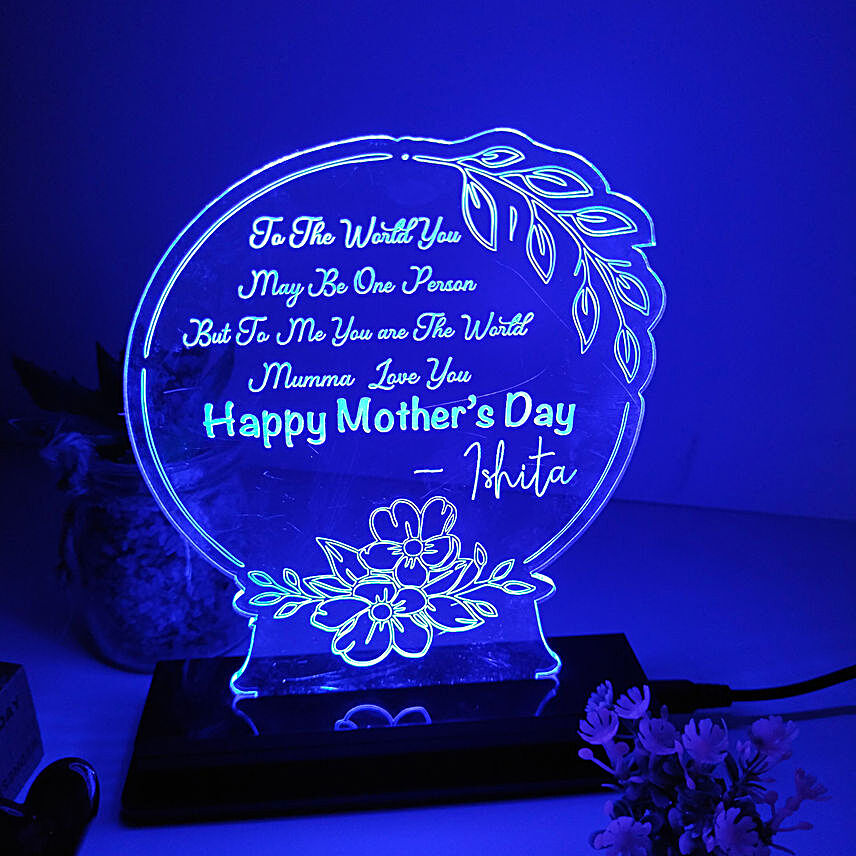 Personalised Mother's Day Floral Bliss White LED Lamp