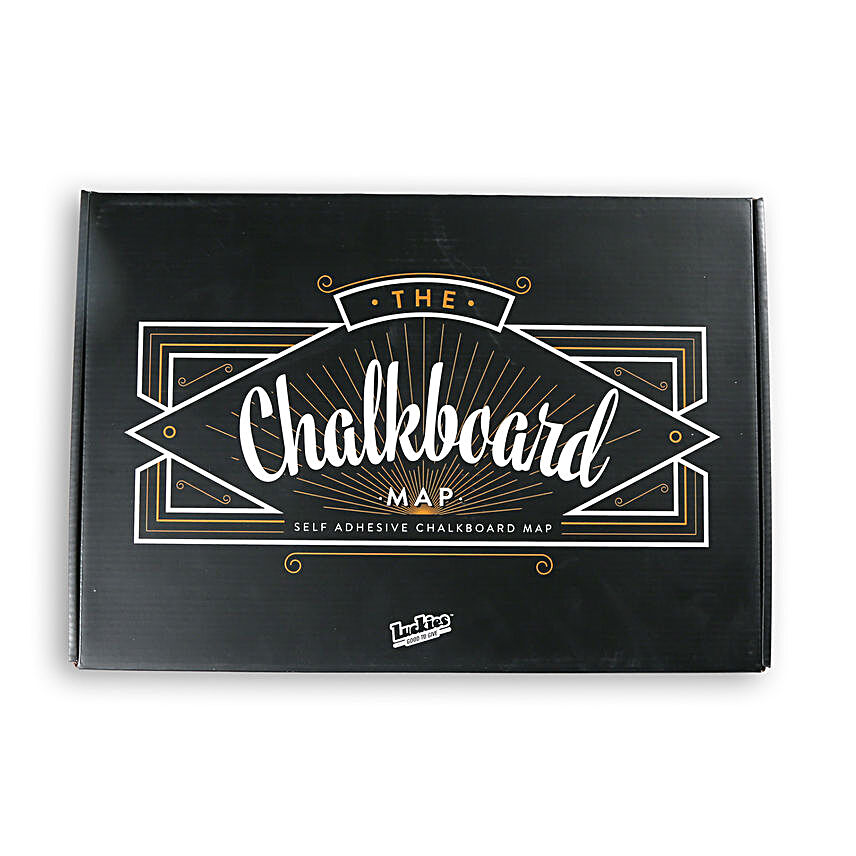 Chalkboard Map Of The World Black Poster