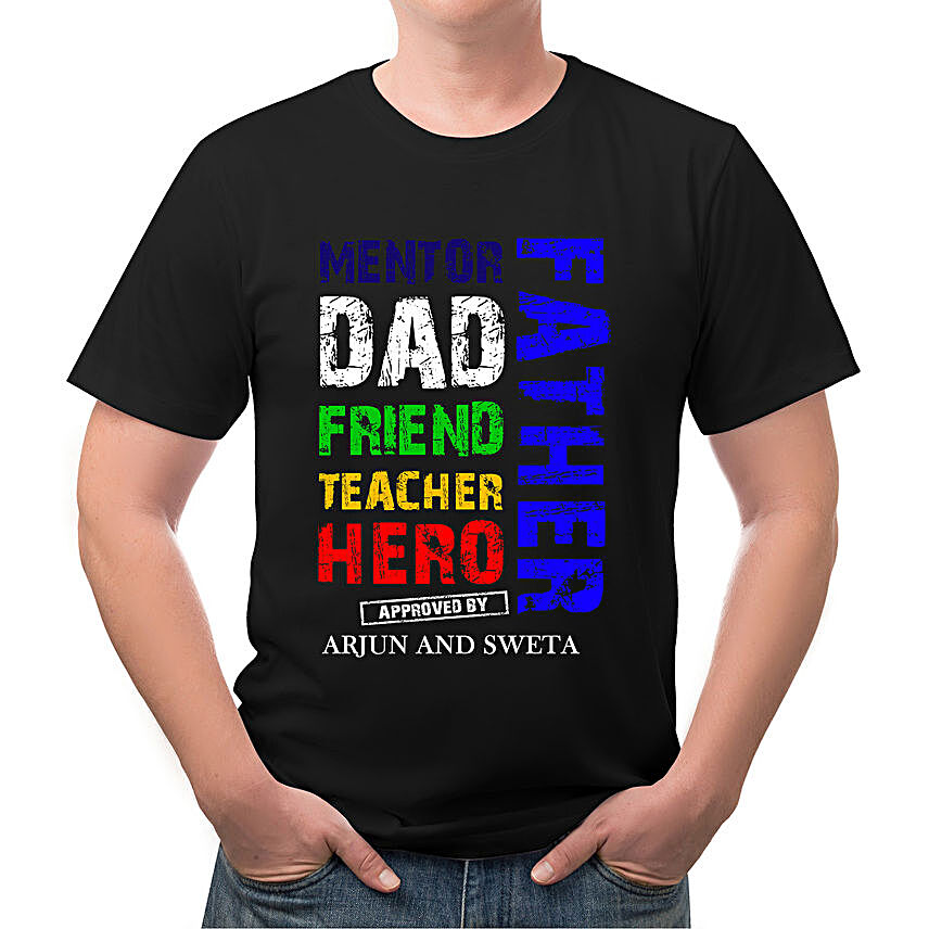 Personalised Dad Friend Teacher Black T-Shirt- Small