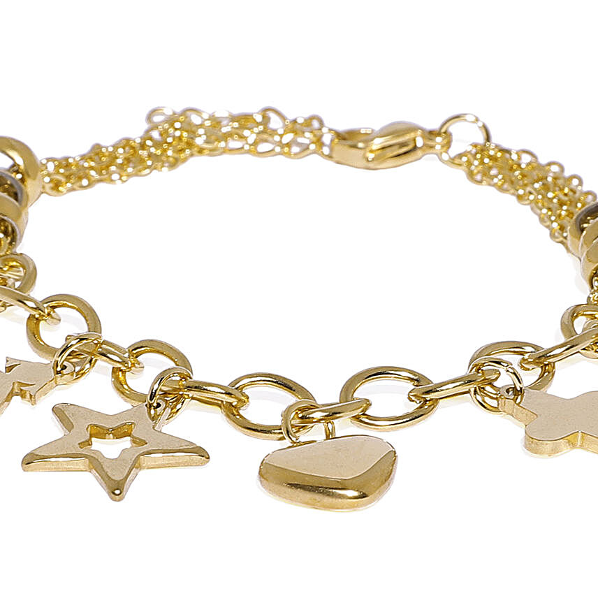 Gold Colour Plated Heart & Star Charm Bracelet