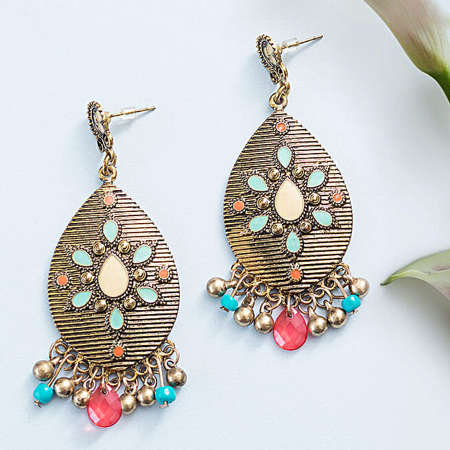 Buy/Send Antique Bronze Multicolor Earrings Online- FNP