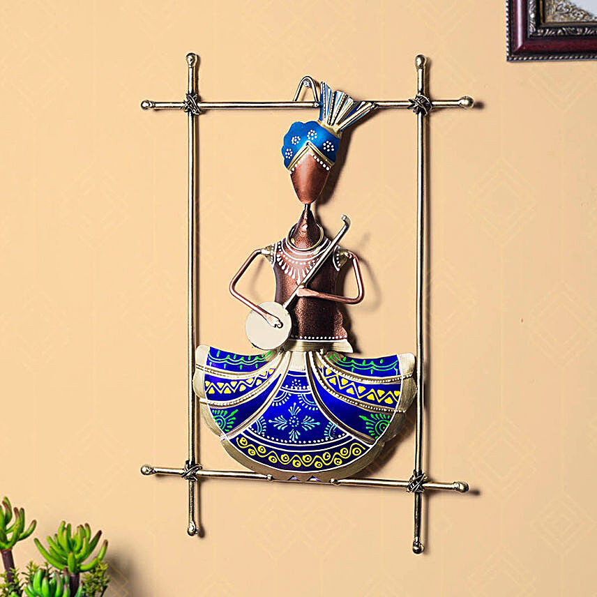 Blue Metal Handcrafted Musician Frame Wall Decor