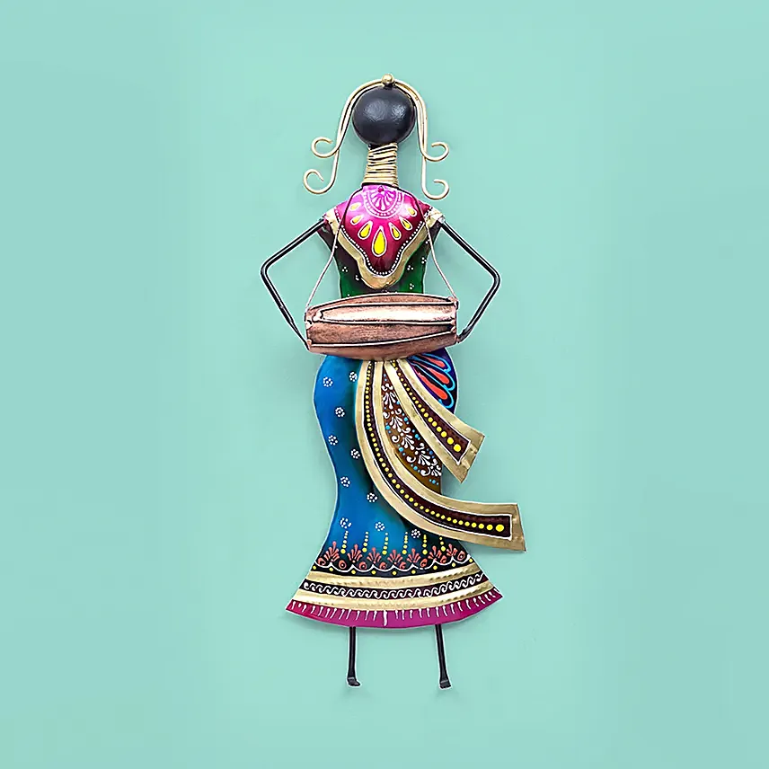 Wall Mounted Lady Playing Dholak Showpiece