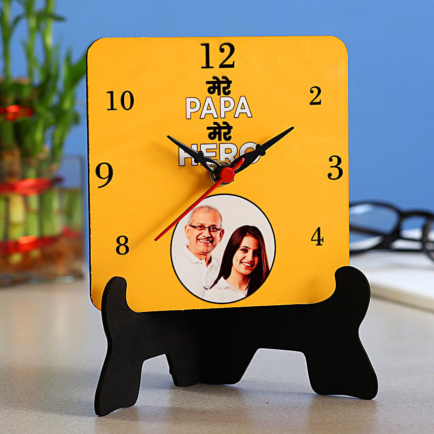 Personalised Mere Papa Hero Table Clock- Hand Delivery
