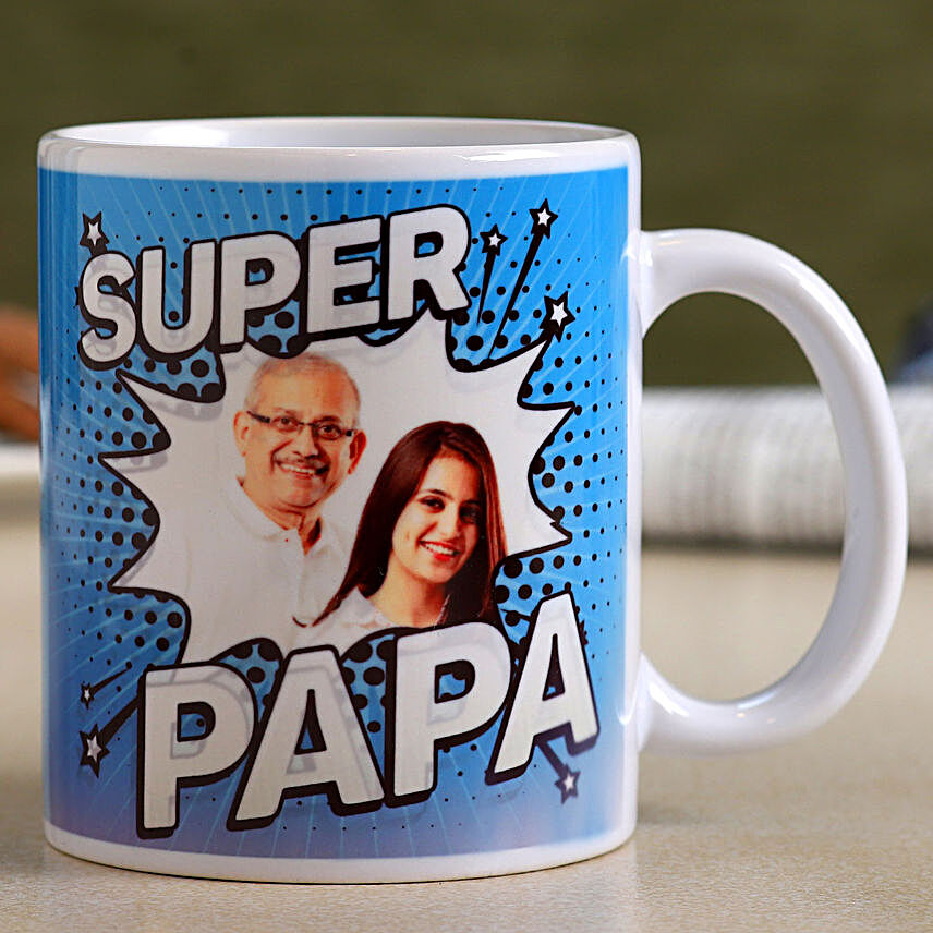 Personalised Super Papa White Mug- Hand Delivery