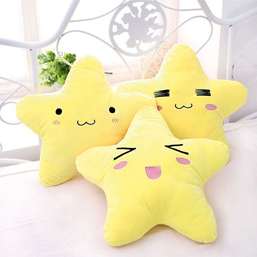 D&Y Star Shaped Cute Pillow- Set Of 3