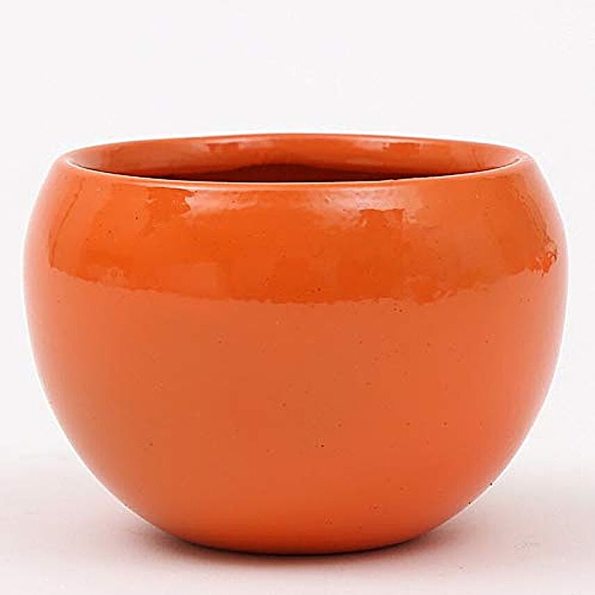 3 inches orange metal pot