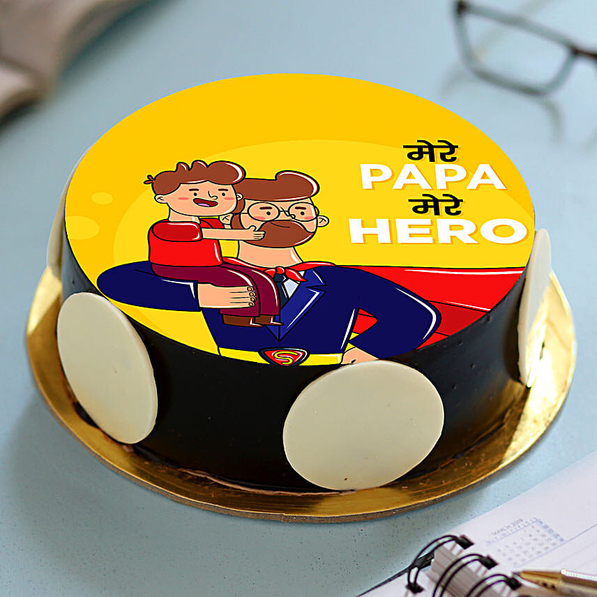 Mere Hero Papa Photo Cake