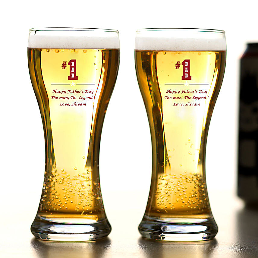 Personalised Happy Fathers Day Beer Glass Set Of 2