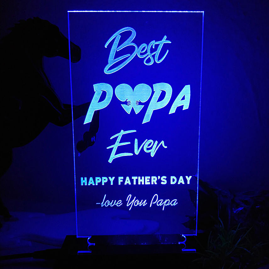 Personalised Best Papa Ever Engraved LED Lamp